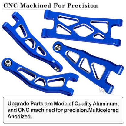 Aluminum Front Rear A Arms Upgrades Part for 1/18 Granite Grom Mega 380 Brushed 4x4 Monster Truck RTR,Alloy Front Rear Suspension A Arms Hops Up,8PCS,Navy Blue - color: Blue(8pcs)
