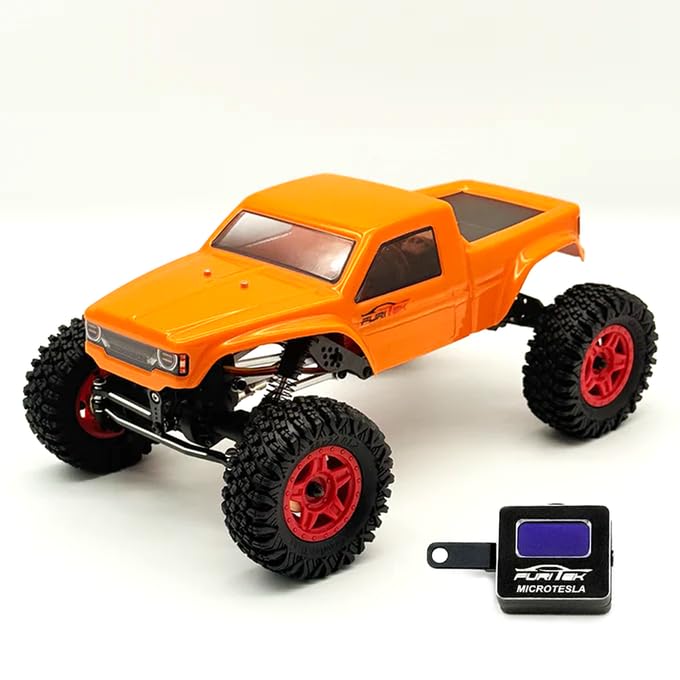 furitek Terra COMP – 1/18 RTR Crawler - Remote Control Car, RC Rock Crawler 1/18 Scale w Carbon Fiber Chassis n 2-in-1 Outrunner Brushless System for Adults, RC Hobbyists (Orange (w Digiboard)) - color: Orange (W Digiboard)