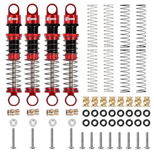 INJORA 45mm Aluminum Threaded Oil Shock Absorbers for 1/24 FMS FCX24（Red） - color: red