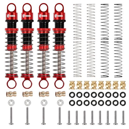 INJORA 45mm Aluminum Threaded Oil Shock Absorbers for 1/24 FMS FCX24（Red） - color: red