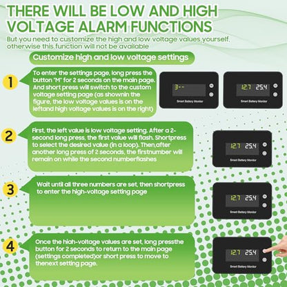 10L0L IPX7 Waterproof Golf Cart Battery Monitor with Bracket,7V-100V Tester | 12V 24V 36V 48V 60V 72V Digital Display Lead-acid & lithium-ion Battery Voltage Remaining Capacity Percentage Tester