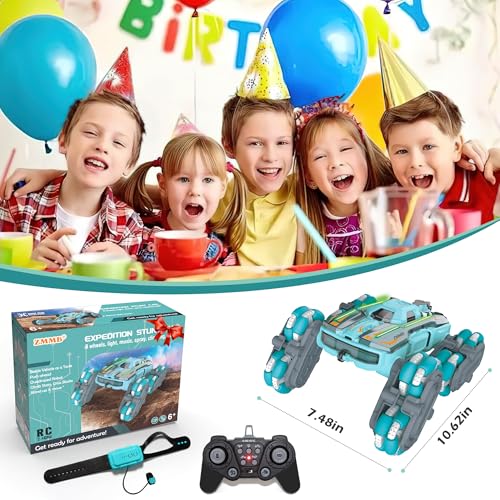 ZMMB 8 Wheel RC Stunt Car with Gesture Control, Spray & LED Lights, Double-Sided Off-Road Vehicle for Boys & Girls Ages 6-14, Ideal Christmas & Birthday Gift - color: 8 Wheel Rc Stunt Car