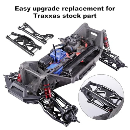 RC Suspension Arms Aluminum Front & Rear Upper Lower Arms Kit for Traxxas WideMaxx 8995 8998 8999 Upgrade Parts, 8PCS (Black) - color: Black