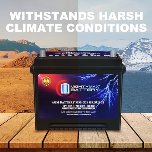Mighty Max Battery MM-G24 Start and Stop Car BCI Group Size 24 12V 70Ah, 120RC, 710 CCA Rechargeable AGM Car battery - style: Group 24
