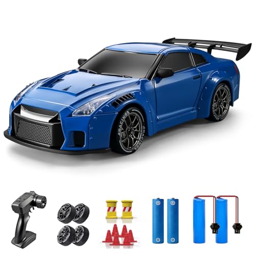 RC Drift Car, 1:24 Remote Control Car for Kids, 20KM/H 4WD High Speed RC Cars with Lights, Extra Racing Tires, Vehicle for Adults Boys Girls - color: S815 Blue