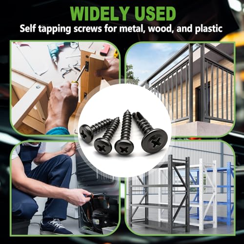 mxuteuk #8#10 & M2 M3 M4 Self Tapping Screws Kits,410 Stainless Steel Truss Head Self Drilling Screws and Carbon Steel Phillips Pan Head Self Tapping Screws for Plastic,Wood (1095PCS - size: BK #8 #10 & M2 M3 M4 Kit, style: Truss & Pan Head