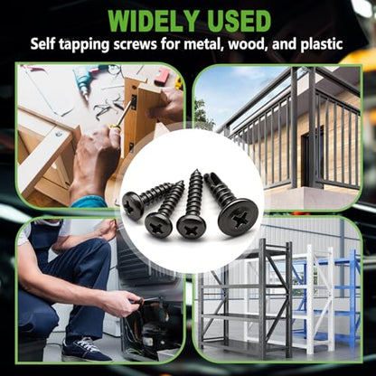 mxuteuk #8#10 & M2 M3 M4 Self Tapping Screws Kits,410 Stainless Steel Truss Head Self Drilling Screws and Carbon Steel Phillips Pan Head Self Tapping Screws for Plastic,Wood (1095PCS - size: BK #8 #10 & M2 M3 M4 Kit, style: Truss & Pan Head