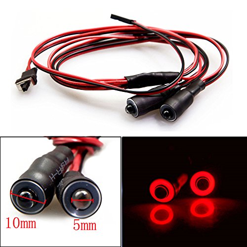 QUE-T 10mm 2 LEDs Angel Eyes & Demon Eyes LED Headlight/Back Light for 1:10 RC Model Crawler Cars,(Red + Yellow, 10MM) - color: Red + Yellow, size: 10MM