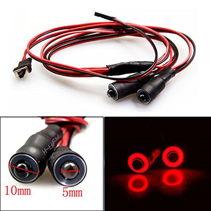 QUE-T 10mm 2 LEDs Angel Eyes & Demon Eyes LED Headlight/Back Light for 1:10 RC Model Crawler Cars,(Red + Yellow, 10MM) - color: Red + Yellow, size: 10MM