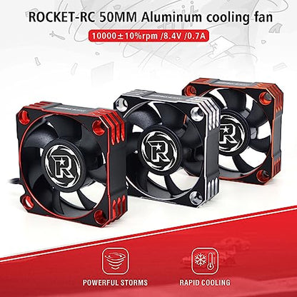 50mm RC Motor Cooling Fan 10000RPM RC Motor Heatsink 8.5V ESC Cooling Fan Heat Dissipation for 1/5th Scale RC Car (Black Orange) - style: Orange