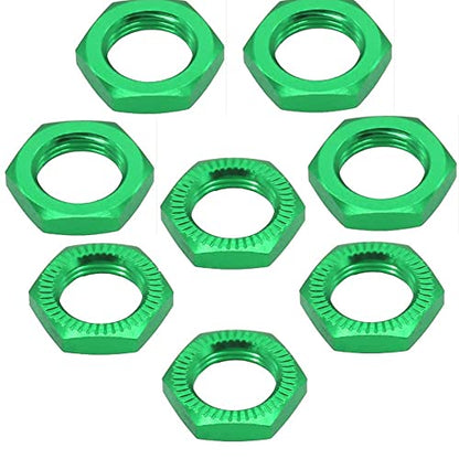 Aluminum 17mm Wheel Nut Thread 1.0mm for 1/7 1/8 RC Model Car ARRMA 6s HSP Redcat Himoto Monster Trucks Off Road Buggy Upgraded Parts 16 pcs/Set (Green) - color: Green