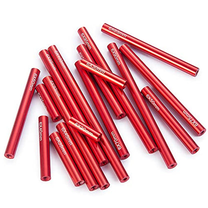 Que-T 17pcs 20-100mm Metal Linkage Pull Rod Kit for 1/10 RC Axial SCX10 Rock Crawler Car Upgrade Parts (Red) - color: Red