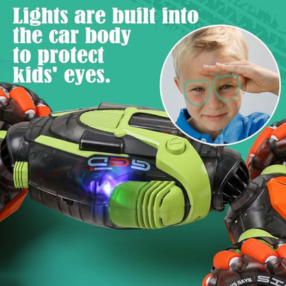 FUNiOi Gesture Sensing RC Stunt Car - Remote & Hand-Controlled Drift Toy for Kids Ages 5-7 6-8 9 10 11 12 Year Old, 4WD, Double-Sided Driving with Lights & Music - style: 4WD