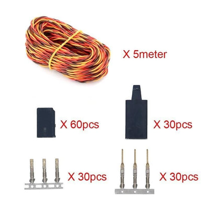 30 Sets/Box Servo Cable Connector Kit Futaba Anti-loosening Lock wtih 22AWG 60Core Extension for RC Robot Airplane Car Servo ESC (30Set Servo Plug)