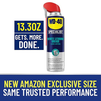 WD-40 Specialist White Lithium Grease, New Bigger Can, 13.3 OZ [6-Pack] | Heavy-Duty Grease for Chassis & Suspension, Heavy Equipment, Industrial Strength for Automotive, Construction & Industrial - size: 6-pack