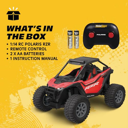 Polaris RZR Remote Control UTV – 1:14 Scale 2WD RC Car, Officially Licensed Polaris RZR, Full-Function 2.4GHz Radio Control, USB Rechargeable, Ready to Run, Red - color: Red