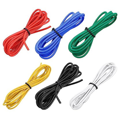 MECCANIXITY 20 Gauge Wire Silicone Wire 20AWG Electrical Wire Stranded Wire Tinned Copper Wire High Temp Hookup Wire 6 Color 1.5m/4.92ft for Car Model Electric Appliances 6pcs - size: 20AWG, 4.92ft