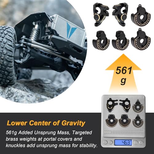 HobbyPark Brass Front & Rear Portal Cover Steering Knuckle Counterweights Weights for Vanquish VP VS4-10 1/10 RC Crawler F10 Portal Axle Phoenix LCG VRD Carbon Kit Lower COG Upgrades Parts