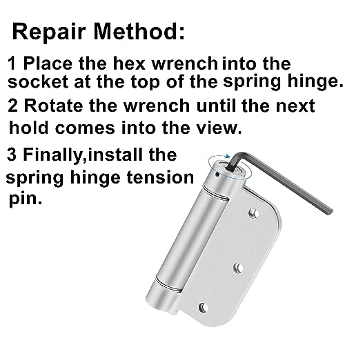 Spring Hinge Tension Pin Replacement Kit.42pcs Stainless Steel Shelf Pins and 4pcs Hex Wrenches,Metal Dowel Pegs Shelf Support Pins Kit for Self Closing Door Hinges Garage Door Closer Hinge