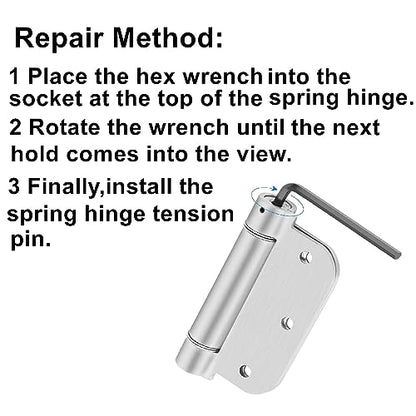 Spring Hinge Tension Pin Replacement Kit.42pcs Stainless Steel Shelf Pins and 4pcs Hex Wrenches,Metal Dowel Pegs Shelf Support Pins Kit for Self Closing Door Hinges Garage Door Closer Hinge