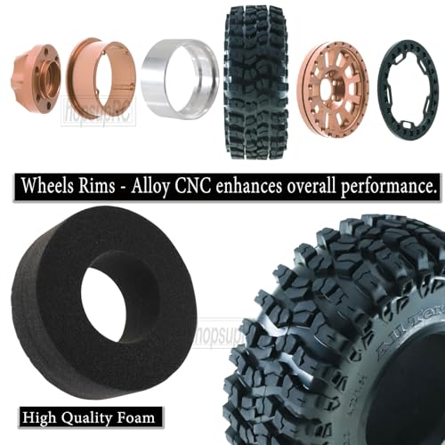 RC 2.2in Tires Tyres & Aluminium 2.2in Beadlock Wheel Rim for 1/10 SCX10 Capra AMG 6x6 TRX4 Gen8 Everest Gen 7 Pro RC Crawler (4PCS Brown) - color: Brown/2.2wheels-scx10