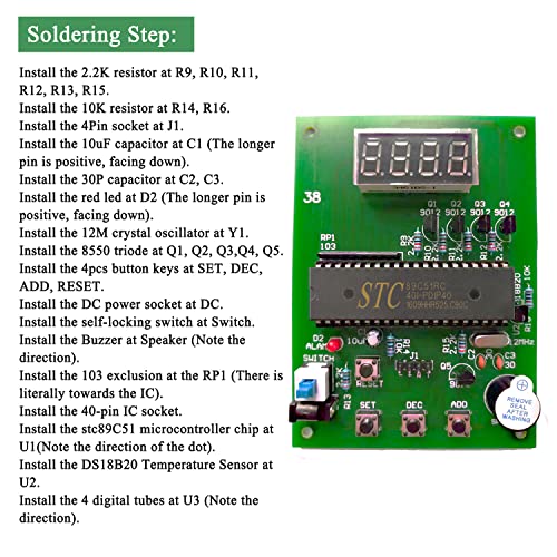 DIY Soldering Practice Kits DS18B20 Temperature Sensor Module DIY Electronic Kits Soldering Project Kit 0-99 ℃ (32℉-210℉) Dingdong Store