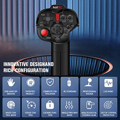 HOTRC DS-4A 2.4G 4 Channel Single Hand RC Radio Transmitter with 4CH Receiver for RC Car Boat Drone Airplane (W/ 1 RX)