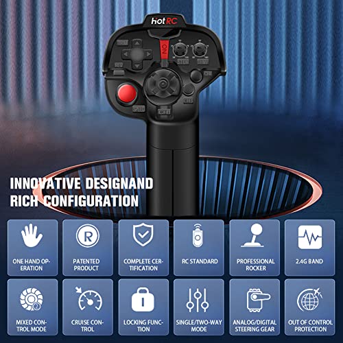 HOTRC DS-4A 2.4G 4 Channel Single Hand RC Radio Transmitter with 4CH Receiver for RC Car Boat Drone Airplane (W/ 1 RX)