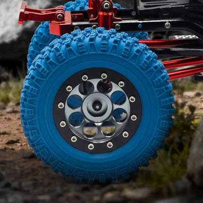 GOUPRC 1.3" Wheel Tires Set, Aluminum Beadlock Rim Swamp Claw Mud Terrain Rock Tread Pattern Tires for SCX24 TRX4M 1/18 1/24 Upgrade RC Crawler Truck Car - style: Rock Pattern Titanium Black