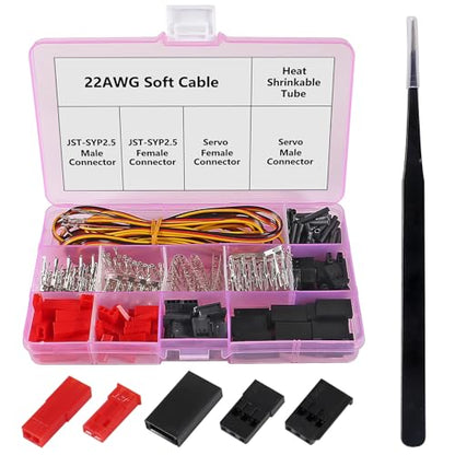 RC Servo Connector Kits Male Female Servo Plug Male Female Connector Crimp Pin Cable Kit Compatible JST SYP Futaba for Hitec Spektrum RC