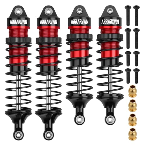 4PCS 1/10 RC Car Shocks Front & Rear Shock Absorber Damper Assembled Set | Compatible with 1:10 Scale Traxxas Slash/Rustler/Stampede/Hoss VXL 4x4 2WD Replacement Parts#5862 (Black Red) - color: Black Red