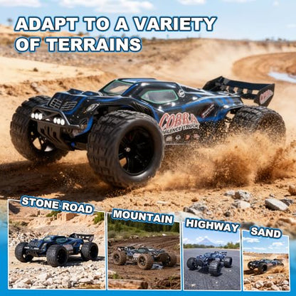 Supersize 1/10 High Speed RC Cars for Adults, 4WD Off-Road Electric Truggy with 3S 5000mAh LiPo Battery & 3660 Brushless Motor, RTR RC Truck Hobby with LED Lights for All Terrain