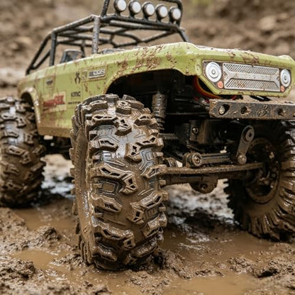 HOBBYSOUL MUDSTOMPER 72mm RC Crawler 1.3 Tires 4-Pack Fits TRX4M SCX24 | soft sticky tire for mud & rock off-road climbing,foam inserts,upgrade for 1/18 TRX4M High Trail & 1/24 micro crawlers