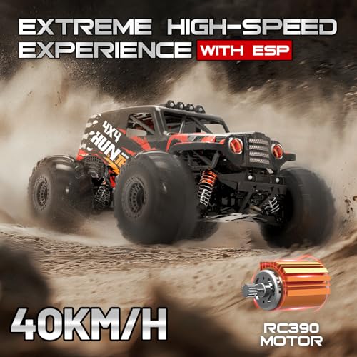 YESHIN 1:14 Scale RC Cars for Adults, 4X4 Waterproof Off-Road Remote Control Truck with 2 Rechargeable Batteries, 40km/h Waterproof Electric Vehicle for Snow, Sand, Beach & Rocky Surfaces