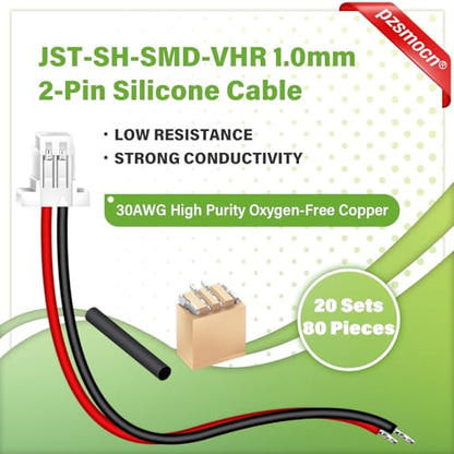 20 Sets/80 Pcs Mini Micro JST-SH-SMD-VHR 1.0mm 2-Pin Connector Kit | Premium Automotive Wiring, Heavy Duty Terminals, Reliable Circuit Board, High Temperature Housing, Easy Project Assembly - size: 2-Pin, style: JST-SH-VHR