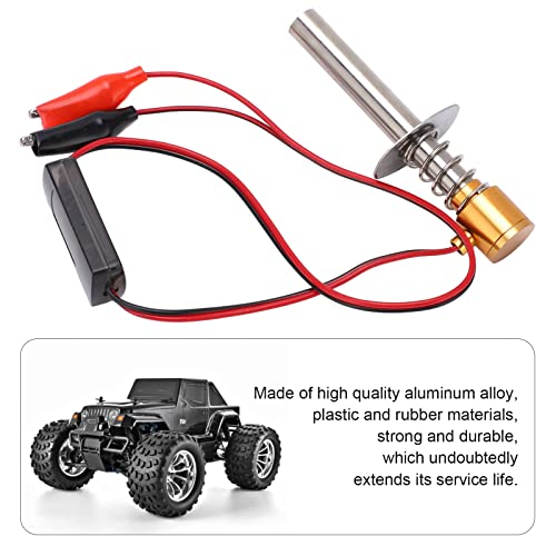 6-12V RC Car Igniter Kit with N4 Hot Glow Plug Gasket, RC Glow Plug Igniter for Methanol Engine, Electronic Glow Plug Starter for Aircraft Car Model, Compatible with HSP and Othe (Golden) - color: Golden