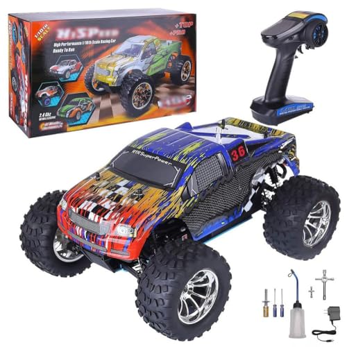 1/10 Nitro RC Truck 80KM/H Fast Nitro Gas Power Car 4WD Hhigh Speed Off Road Climbing Truck Buggy for Adult 18CXP Gas-Engine Remote Control Truck RTR Hobby Racing Vehicle Short Course Crawler