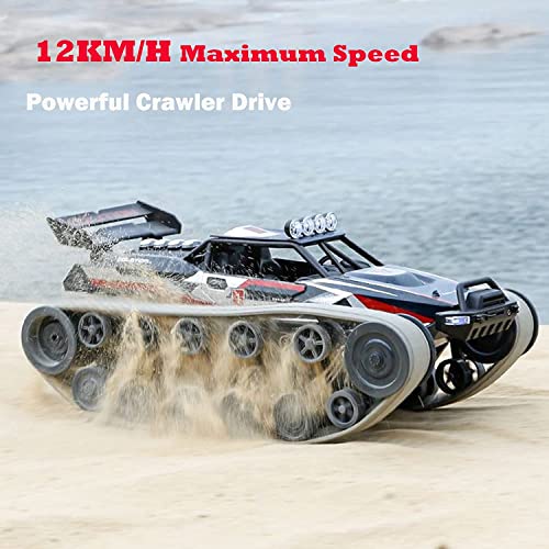 GoolRC RC Tank Car, 1/12 Scale 2.4GHz Remote Control Tank, 360?Rotating Off-Road RC Crawler Military Vehicle with Rechargeable Battery Gifts for Adults Teens (Red) - color: Red