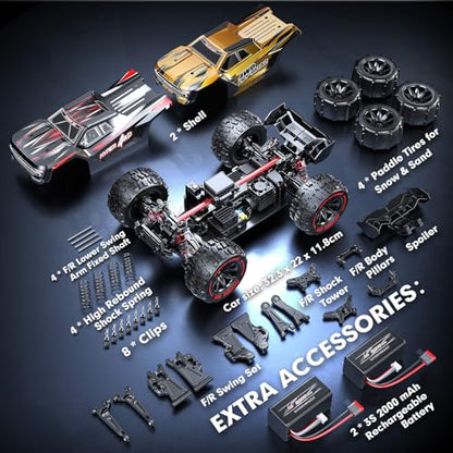 HYPER GO H14BM V3 1/14 Brushless RC Cars for Adults Fast 50 mph, RC Trucks 4X4 Offroad Waterproof, Electric Powered High Speed RC Car, Fast Extreme RC Truggy with 3S Battery for Snow Sand