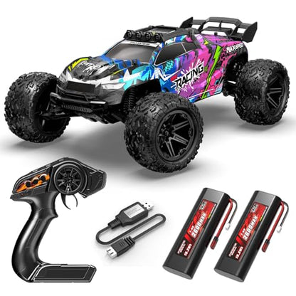 RC Car for Adults Boys, 1:8 Scale 50KM/H High Speed Vehicle with 2.4 GHz Remote Control, Waterproof Off-Road Monster Truck, 2 Rechargeable 2600mAh Batteries, Racing Car Toys