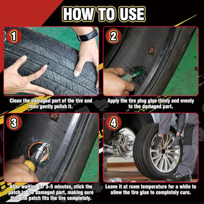 Chemical Vulcanizing Cement 8.5 FL.Oz, Fast-Drying Rubber Cement Glue with Brush, All Purpose Tire Repair Glue, Tire Patch Kit with Brush – 8.5 FL.Oz for Car, Motorcycle, Bike, Rubber