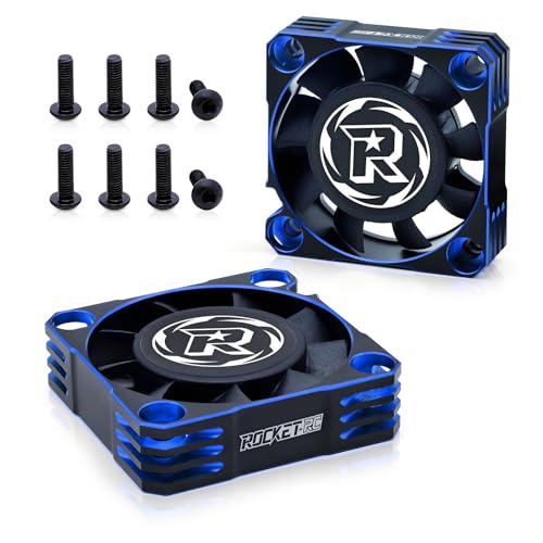 2 Pack 40mm Motor Cooling Fan 16000RPM RC Cooling Fan ESC Heat Dissipation for 1/10 1/8 RC Car (Black Blue) - style: 2pack Black Blue