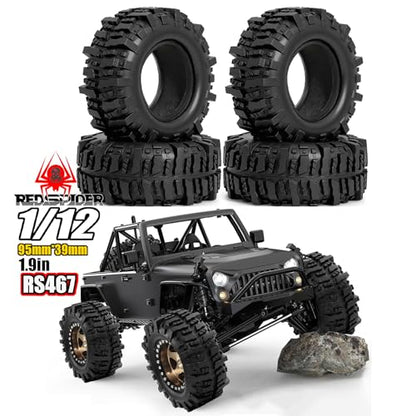 1.9'' Crawler Tires Mud Slingers Tyre OD 3.75'' For 1/12 RC Crawler MJX H12Y+ MN-128 MN82S LC79 1.9'' Beadlock Wheels (Tires) - color: Tires