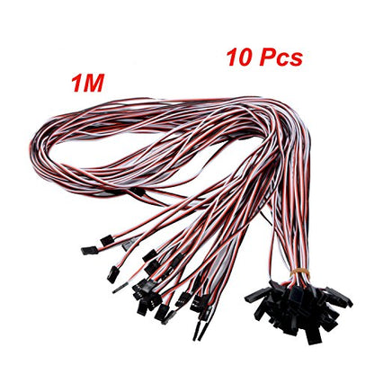 1M Servo Extension Cable 3 Pin Male to Female Lead Wire for RC Airplane (10Pcs) - color: 10pcs, size: 1M