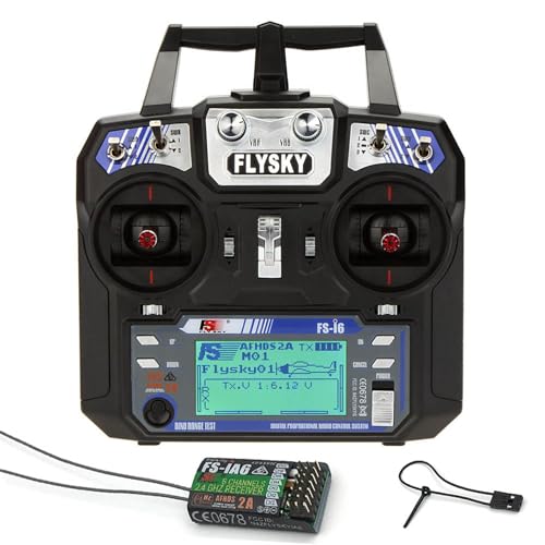 Flysky FS-i6 Transmitter, 6CH Transmitter with FS-iA6 Receiver | 2.4G AFHDS 2A Protocol, High Sensitivity, Low‑power Receiver, 6 Channel Quick Bind, Stable, Mode 2 (Throttle Left)