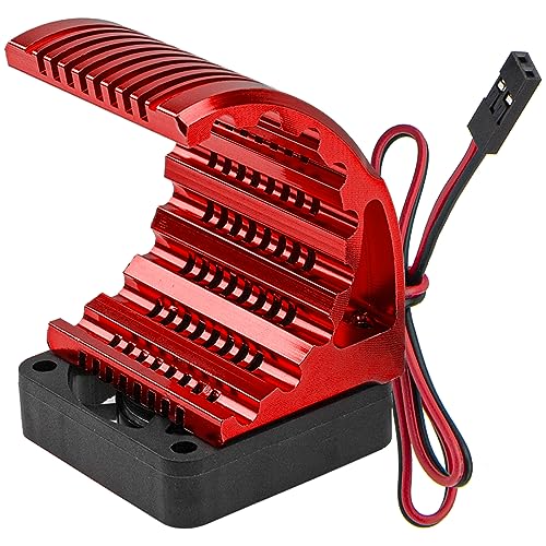 Universal 42mm Aluminum Heat Sink Heatsink with 5V Cooling Fan for 1/8 RC Car 4068 4076 4274 7282 1515 Brushless Engine Motor (Red) - color: Red