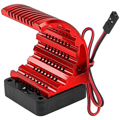 Universal 42mm Aluminum Heat Sink Heatsink with 5V Cooling Fan for 1/8 RC Car 4068 4076 4274 7282 1515 Brushless Engine Motor (Red) - color: Red
