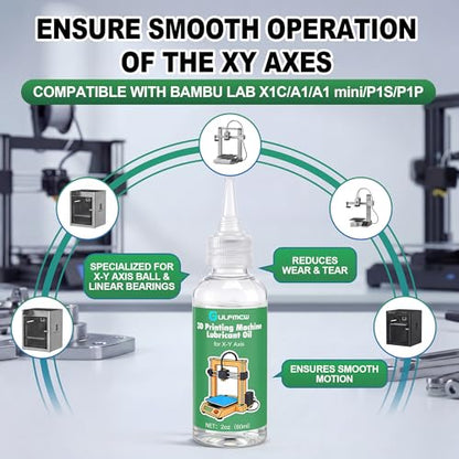 60ml 3D Printer Lubricating Oil Compatible with Bambu lab | Bearing Lubricant for X-Y Axis, 3D Printer Lube Compatible with Bambu lab X1C/A1/A1 mini/P1S/P1P Accessories