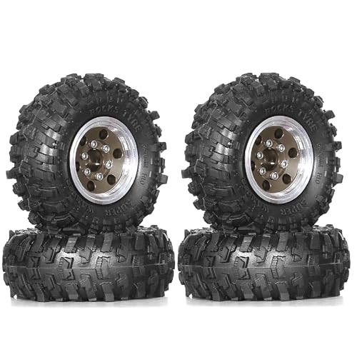 REDSPIDER 1.0 Beadlock Wheels and Tires（4pcs）1.0 Crawler Tires 51*20mm 1.0 Wheel color and style are optional 1/18 1/24 RC Crawler Tires for SCX24 TRX4M FMS FCX24 FCX18 AX24 ﻿ (Brown（circular hole）) - color: Brown（circular Hole）