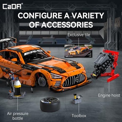 CaDA Master C64008W Mercedes-AMG GT3 Building Set,1:8 Scale – 5466 PCS Officially Licensed Supercar Model, Large Race Car Building Blocks Kit for Adults & Teens